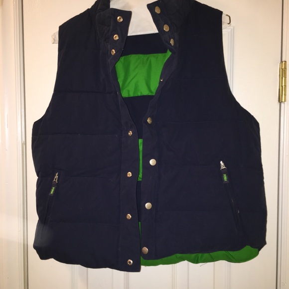 EUC Reversible PINK down navy and green vest Sz. M - Picture 7 of 8
